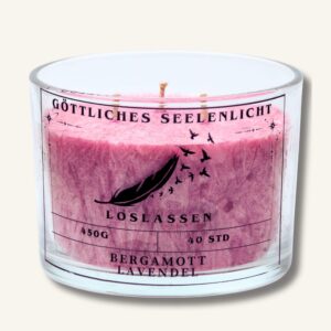 Themenkerze „Loslassen“ im Glas – Duft Bergamotte und Lavendel