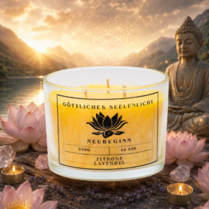 Themenkerze „Neubeginn“ im Glas – Zitrone & Lavendel, 450 g