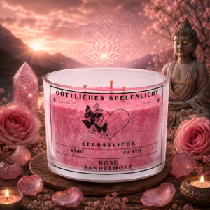Themenkerze „Selbstliebe“ im Glas – Duft Rose und Sandelholz