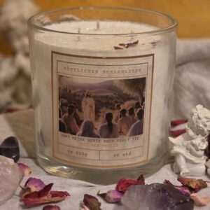 Christusbewusstseins-Kerze im Glas mit spirituellem Etikett